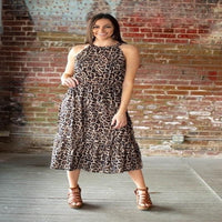 Leopard Halter Maxi Dress