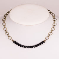 Black Beaded Bronze Chain Necklace